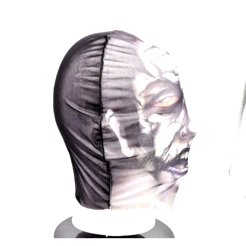 Halloween Creepy Zombie Face Mask Sheer Pull Over Head Stocking Easy On & Off